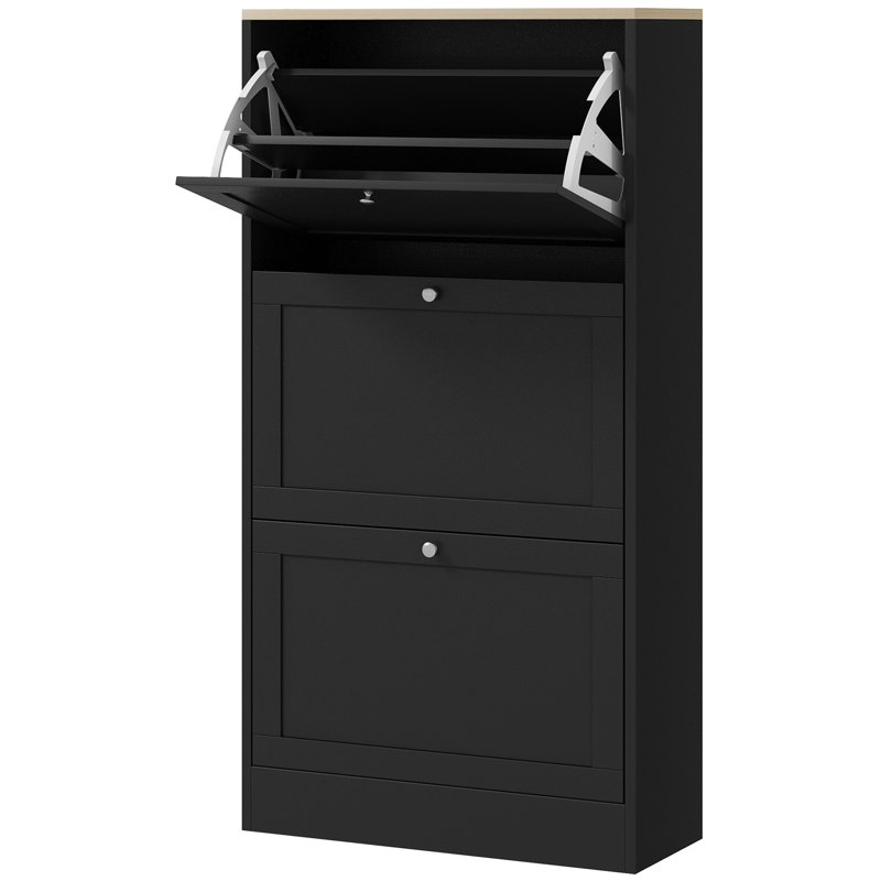 18 Pair Flip Down Shoe Storage, Black