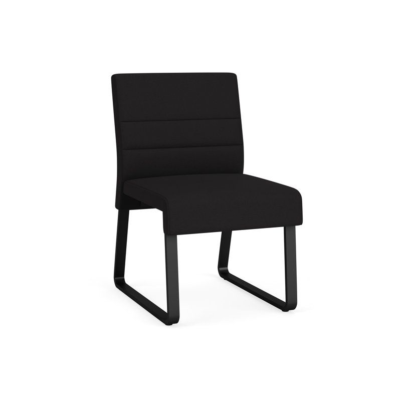 Chaise d'invité sans accoudoirs Waterfall, Portes ouvertes en tissu noir, Noir