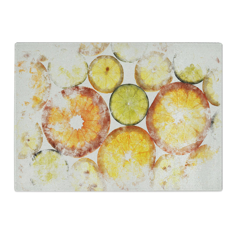 Sliced Citrus Fruit Watercolour Chopping Board, 28.5cm W x 39cm L
