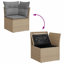  Ensemble de canapé de jardin avec accoudoirs réglables en rotin PE beige