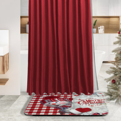 Ensemble 27 pièces d'accessoires de salle de bain de Noël avec rideau de douche bonhomme de neige, ensemble de tapis et panier de douche
