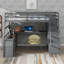 Lit mezzanine double avec 7 tiroirs, 2 tablettes et un bureau-1819995279