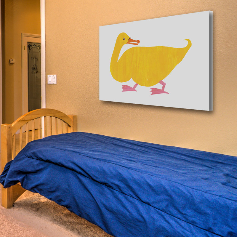 Yellow Duck - Painting on Canvas, 30cm H x 46cm W