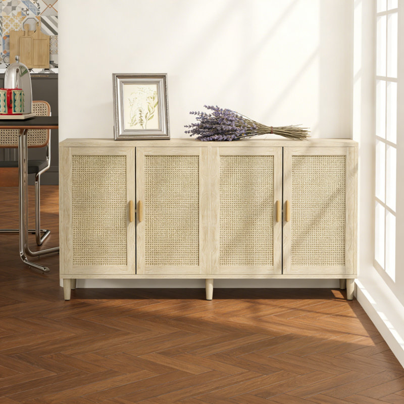 4-Door Rattan Buffet Cabinet, Natural