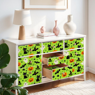 Papier peint auto-adhésif pour chat Halloween noir auto-adhésif et amovible 17,7 po x 118 po (45 x 300 cm)