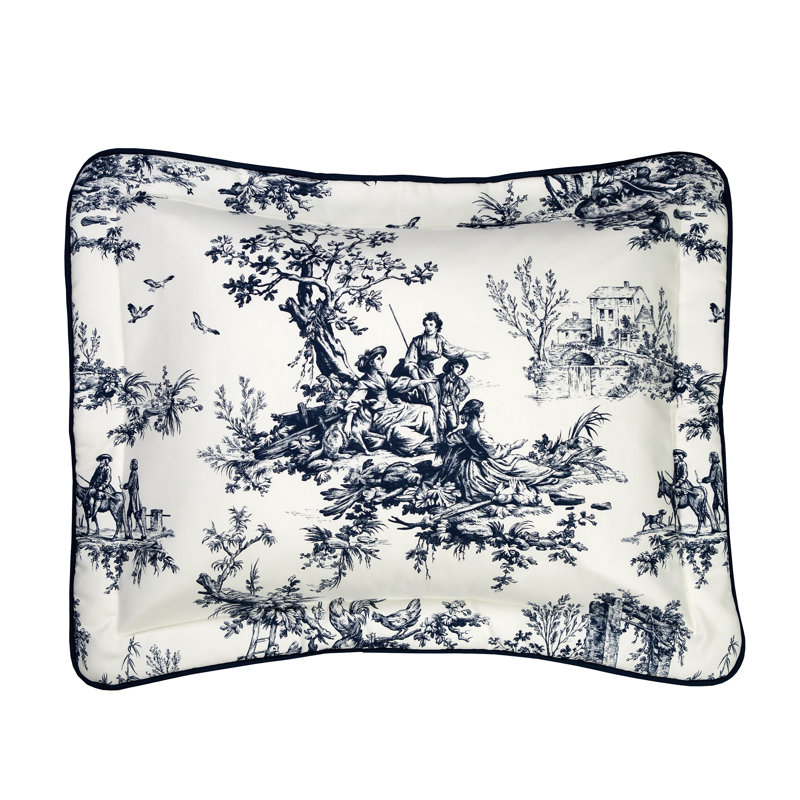 Bouvier Blue Traditional Cotton Toile Sham, Standard