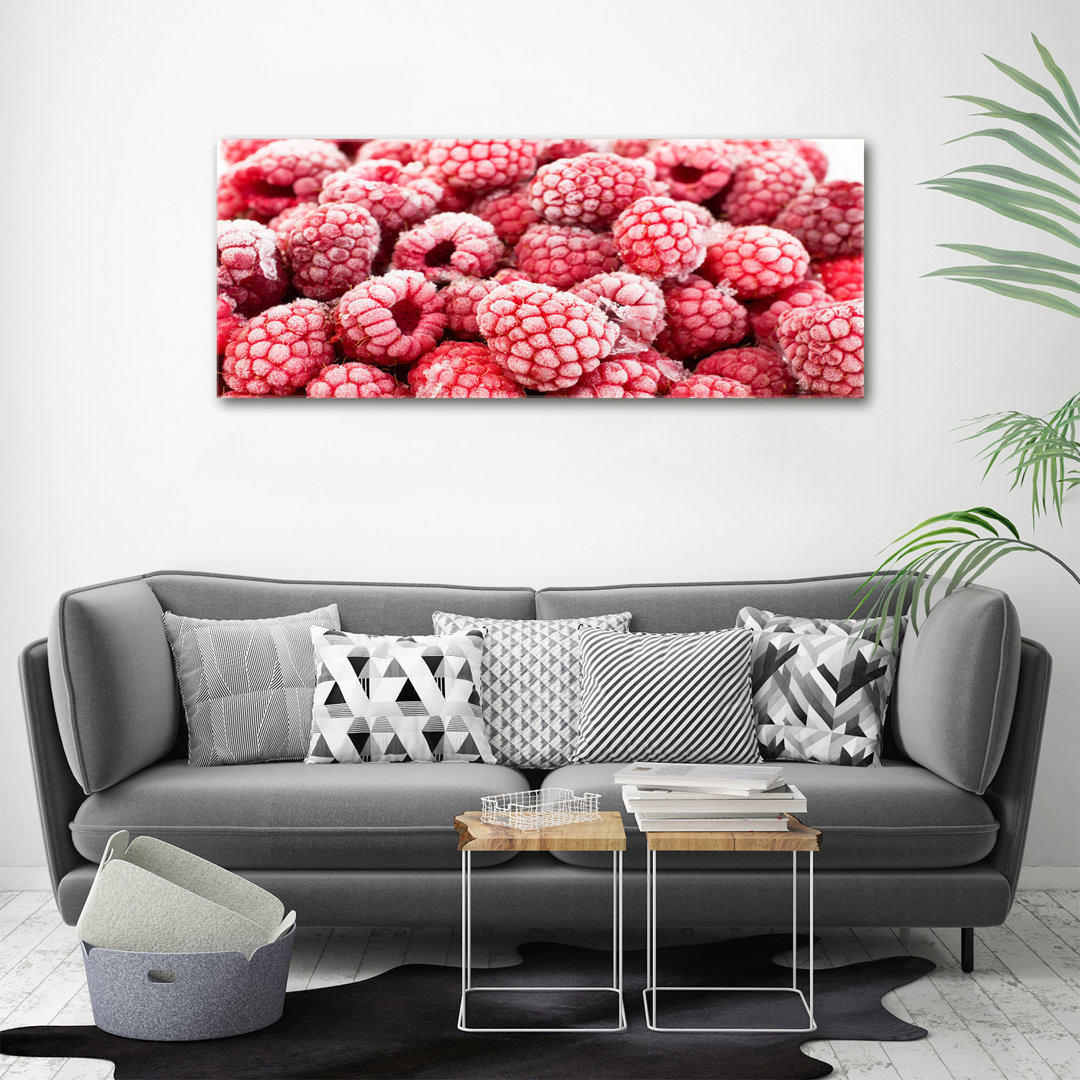 Gefrorene Himbeeren - Ungerahmte Fotografie auf Leinwand