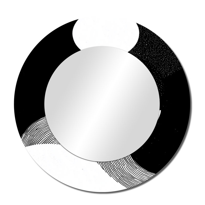 Balance Of Dark Force Harmony I - Geometric Decorative Mirror Wall Art - Printed On Metal, 36" x 36"
