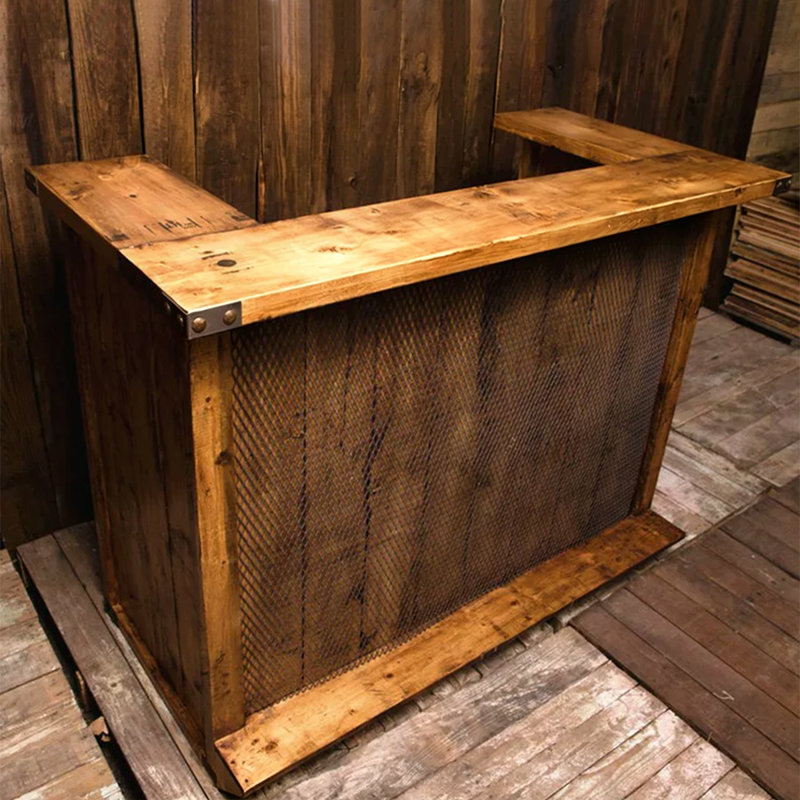 Bureau de réception rectangulaire en bois massif Retro, 55.12