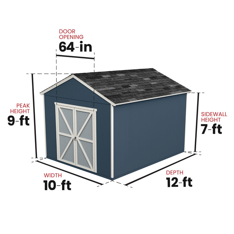 Rookwood Wood Storage Shed, Multiple Sizes (Professional Installation Available), 10' W x 12' D, With Floor, Yes