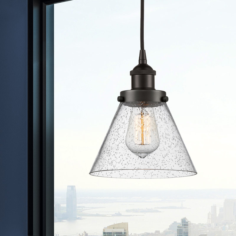 Luminaire suspendu conique à 1 lumière Annis, Granuleux / Petit cône, DEL, Bronze huilé