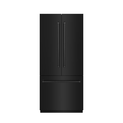 ZLINE 36 in. 19.6 cu. ft. French Door Built-In Bottom Freezer Refrigerator with Water Dispenser and Ice Maker with Stainless Steel Interior