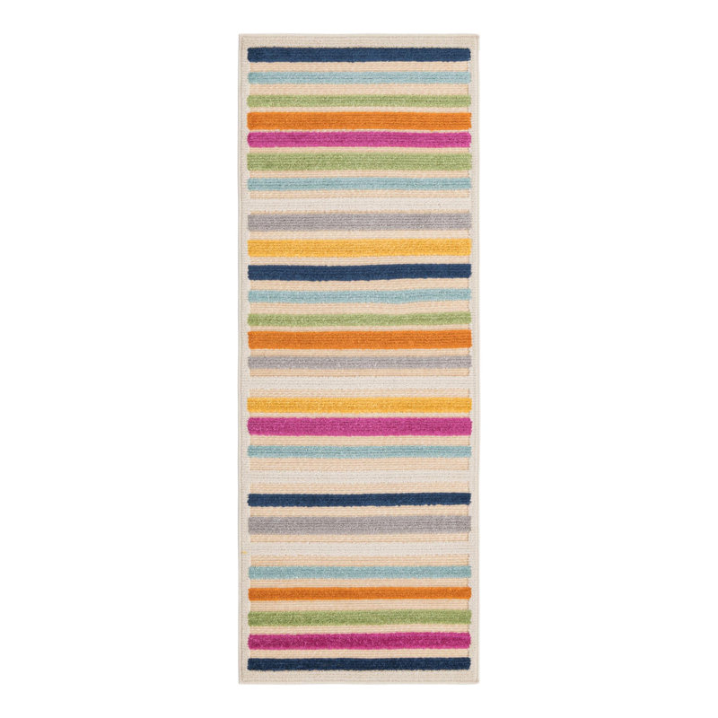 Striped Indoor / Outdoor Rug, Runner 2' x 6'