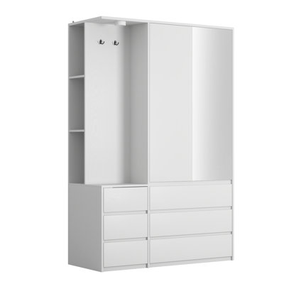 Armoire penderie 72 "avec miroir et 6 tiroirs