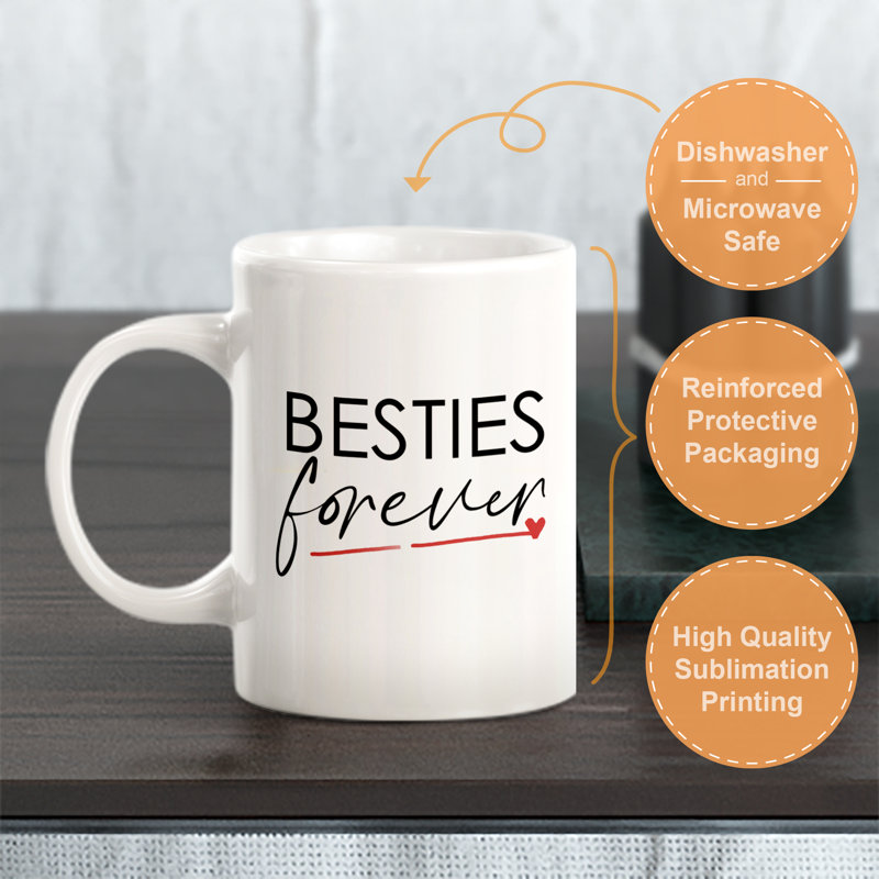 Tasse à café Besties Forever, Ensemble de verres à lait, Céramique