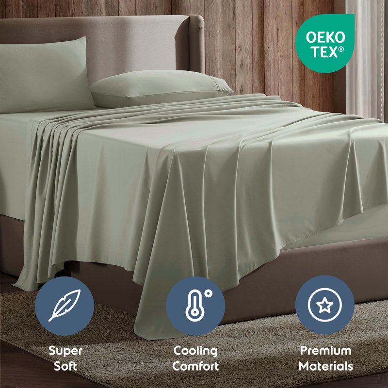 Luxury Collection Classic Smooth Thread Sheet Set, Queen/RV, Light Agave