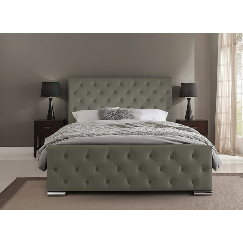 Carlos Upholstered Bed Frame, Asphalt, Double (4'6)