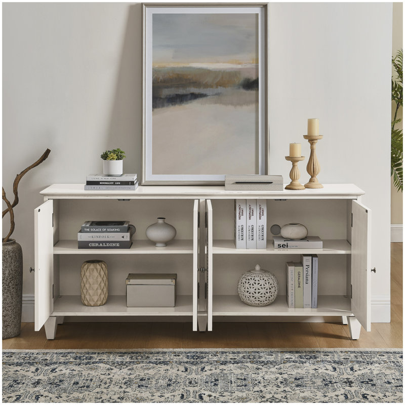 Buffet 65,5 po Mid Century Modern Buffet, Blanc antique