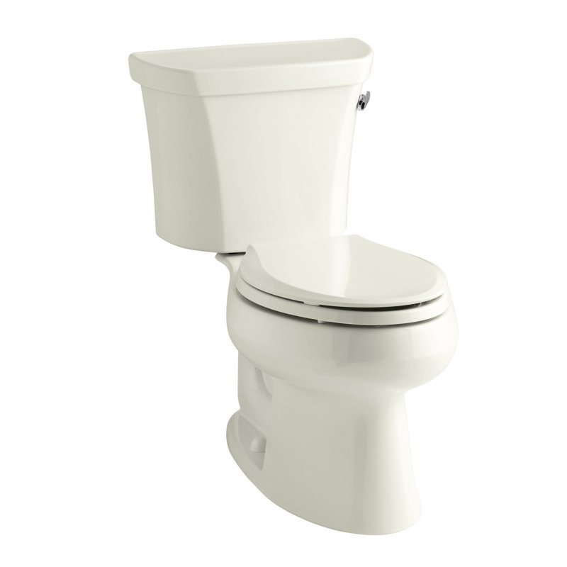 Wellworth 1.28 GPF Water Efficient Elongated Two-Piece Toilet (Seat Not Included), Biscuit, Right-Hand