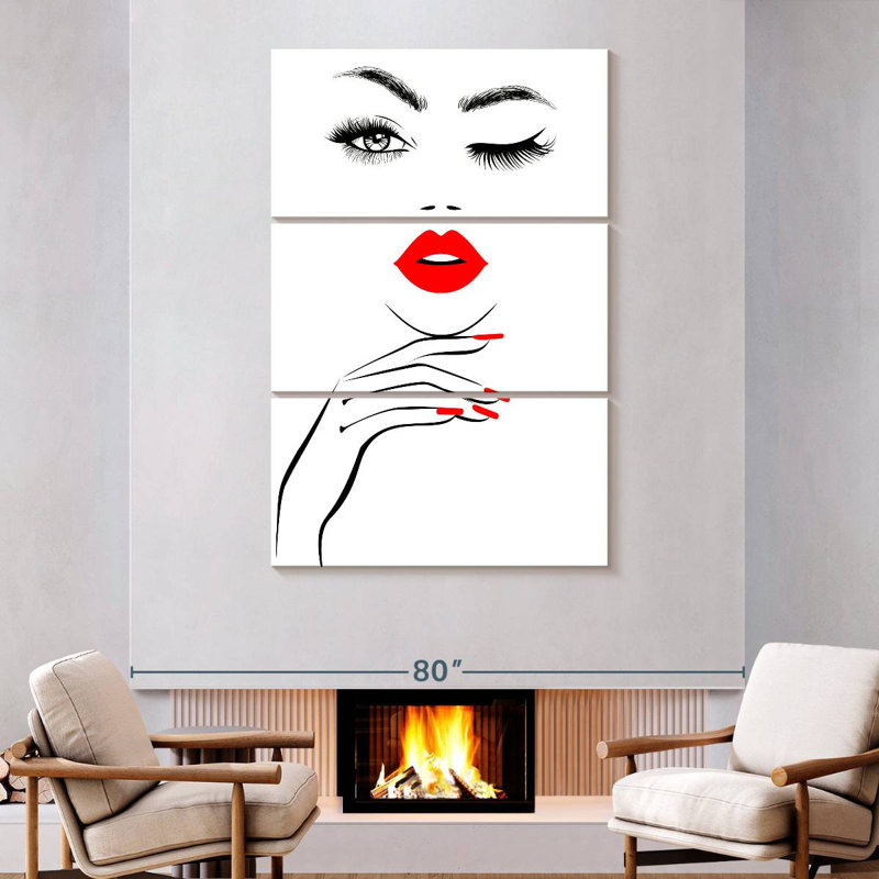 Femme de la Navette aux lèvres rouges, H 74 po x l 48 po