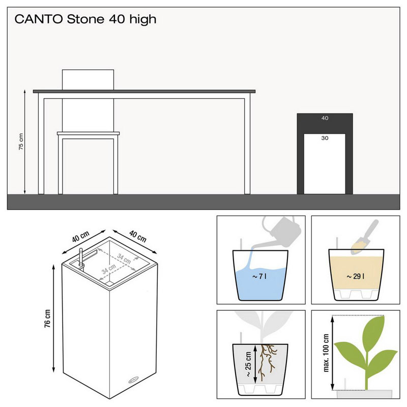 Canto Planter Box, Graphite Black, 76cm H x 40cm W x 40cm D