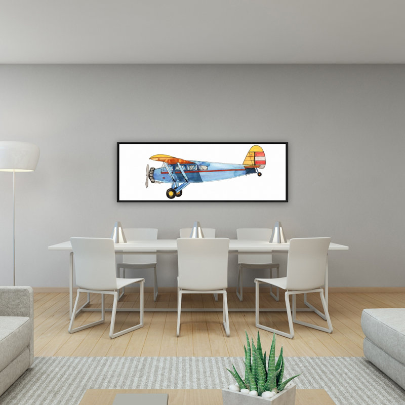 «Petit avion bleu» sur toile, H 16 po x l 48 po