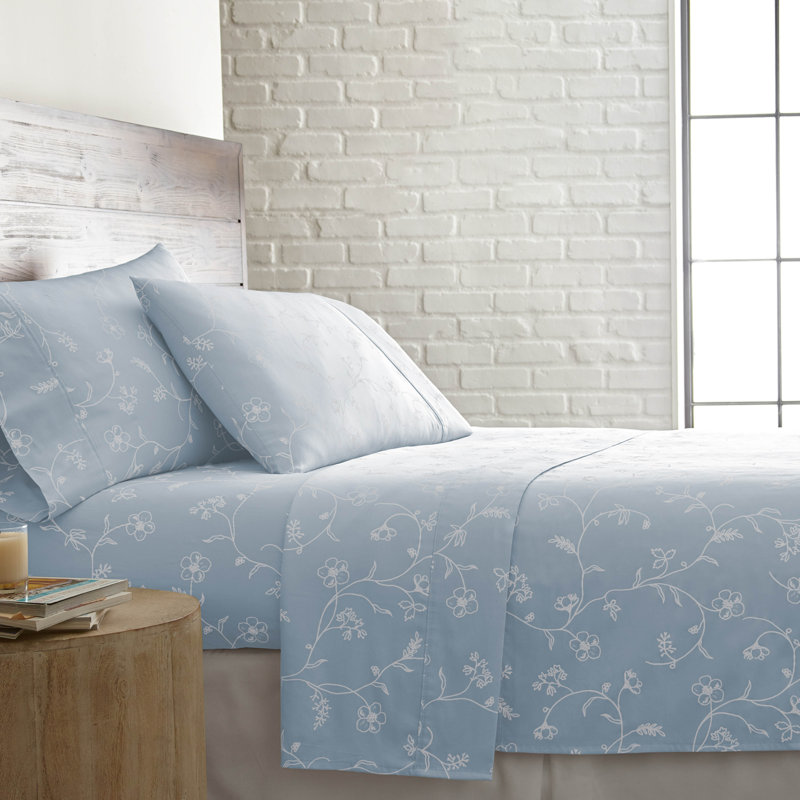 Southshore Fine Linens Sweetbrier Floral Extra Deep Pocket Sheet Set, 100% Cotton 300 Thread Count Sateen Bedding, 1 Pillowcase, 22-Inch Deep Pocket, Twin