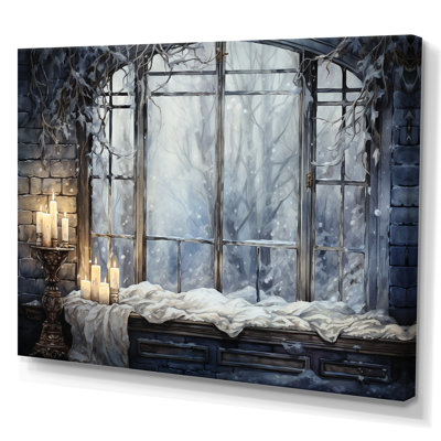 White and grey Antique Countryside window charm - Farm Windows Canvas Art