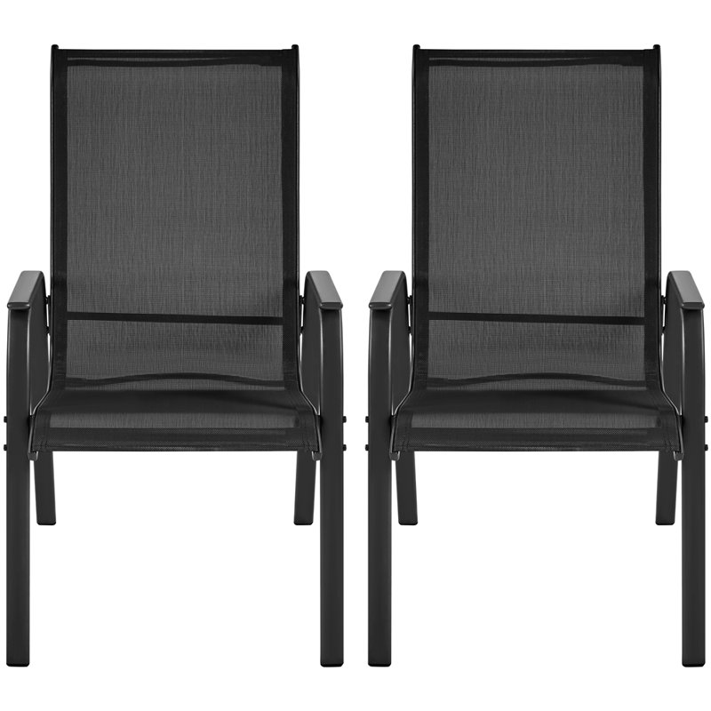 Stacking Patio Dining Armchair, Black