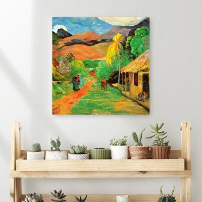 Chemin A Papeete Classic Colorful Abstract Summer Landscape Wall Art Print by Paul Gauguin - Wrapped Canvas Print