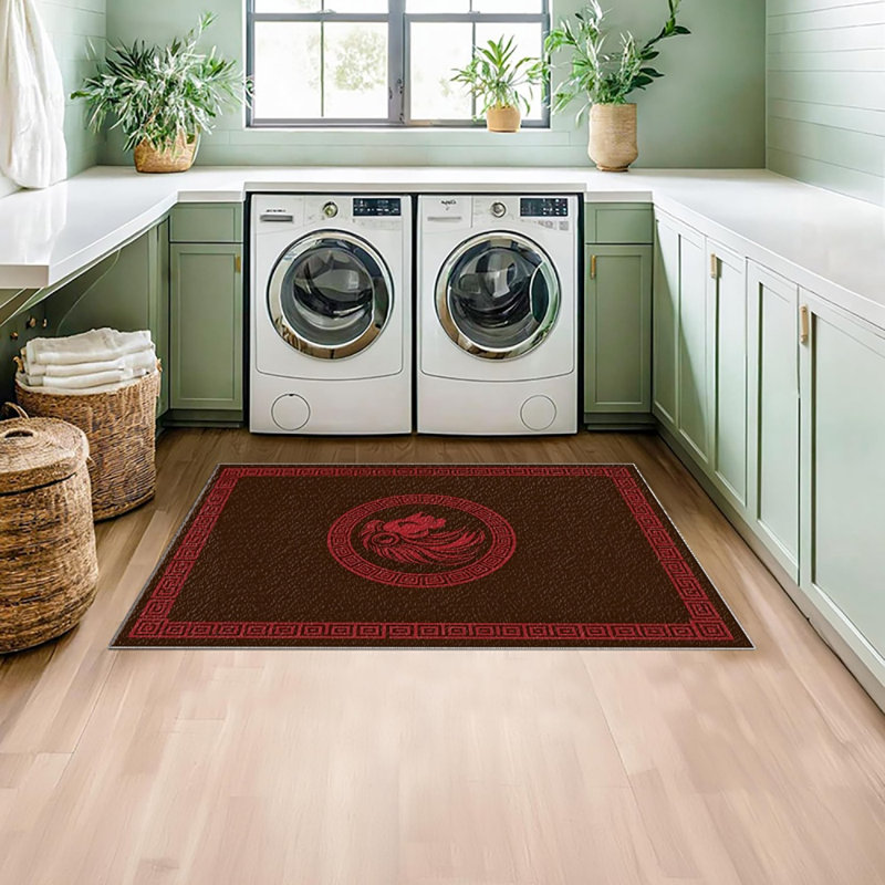 Dark Brown Red Lion area rugs for Living Room, Soft and Comfortable, Suitable for all seasons, easy to maintain, machine washable Indoor floor mat, Under Table Farmhouse suitable for Bedroom, Dining Room, Study,  Balcony, Home Decor Patio