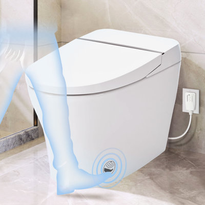 Dual Flush Smart Toilet With Self-Cleaning Wand, Foot Sensor Flush, White Night , Knob Control, Cold Water Wash, Strong Soft Close, , Ipx4 Bidet 1/1.28 , Power Outage