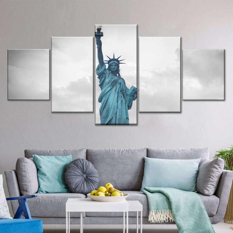 Statue of Liberty USA, ensemble de 5 statues sur toile Liberty, H 34 po x l 74 po x P 1,25 po