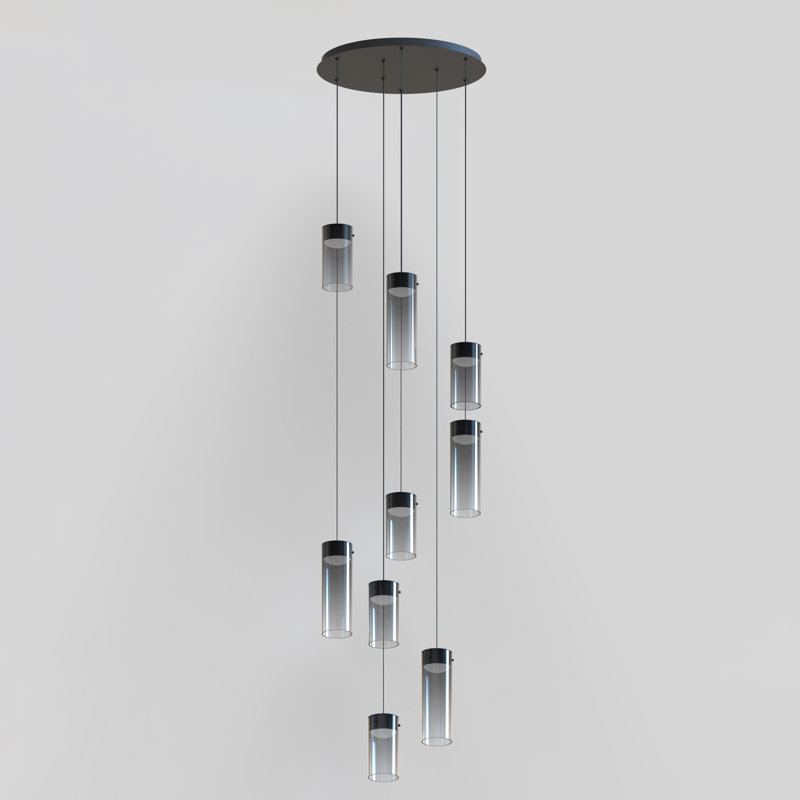 Luminaire suspendu DEL en bronze à 9 lumières Delonda, Fumée graduée