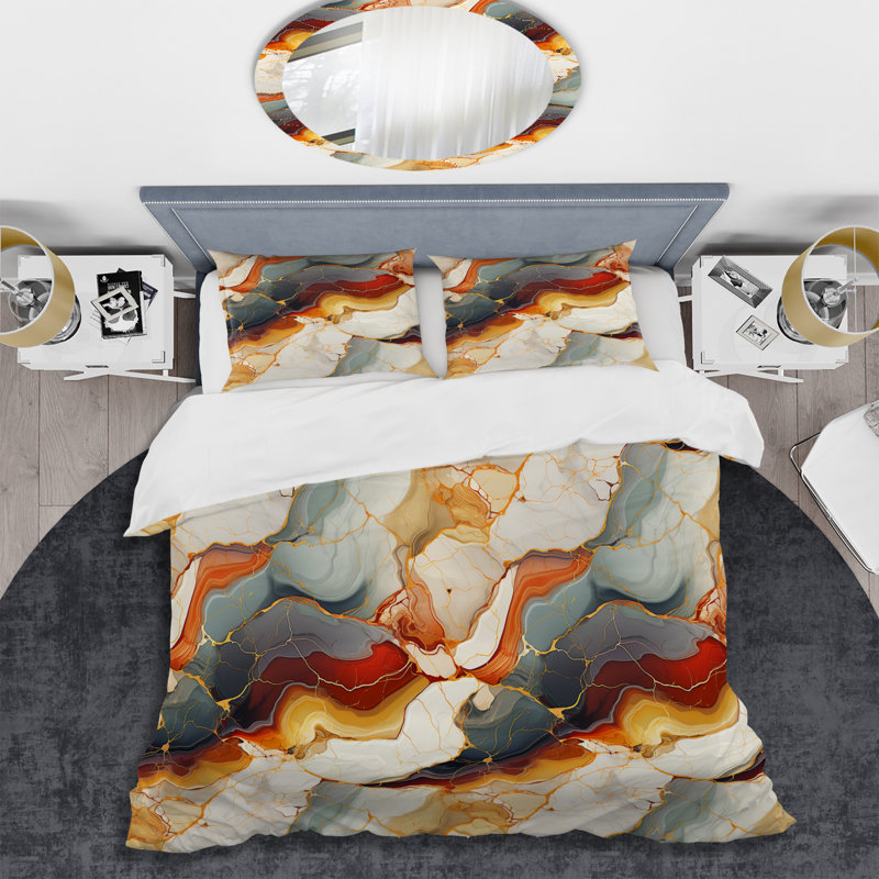 Ensemble de housse de couette Beauty Marble, Housse de couette pour grand lit et 2 taies décor