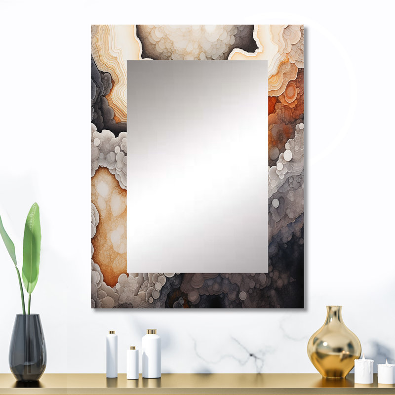 Stone Geode Scenery Minimalisme III - miroir mural unique en pierre Geode, 32 po x 24 po