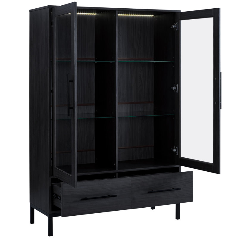 Vitrine moderne et élégante avec lumières DEL et multiples options de rangement, Noir