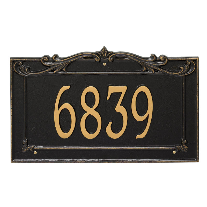 Signature Series 1-Line Wall Address Plaque, Black, Gold, Yes