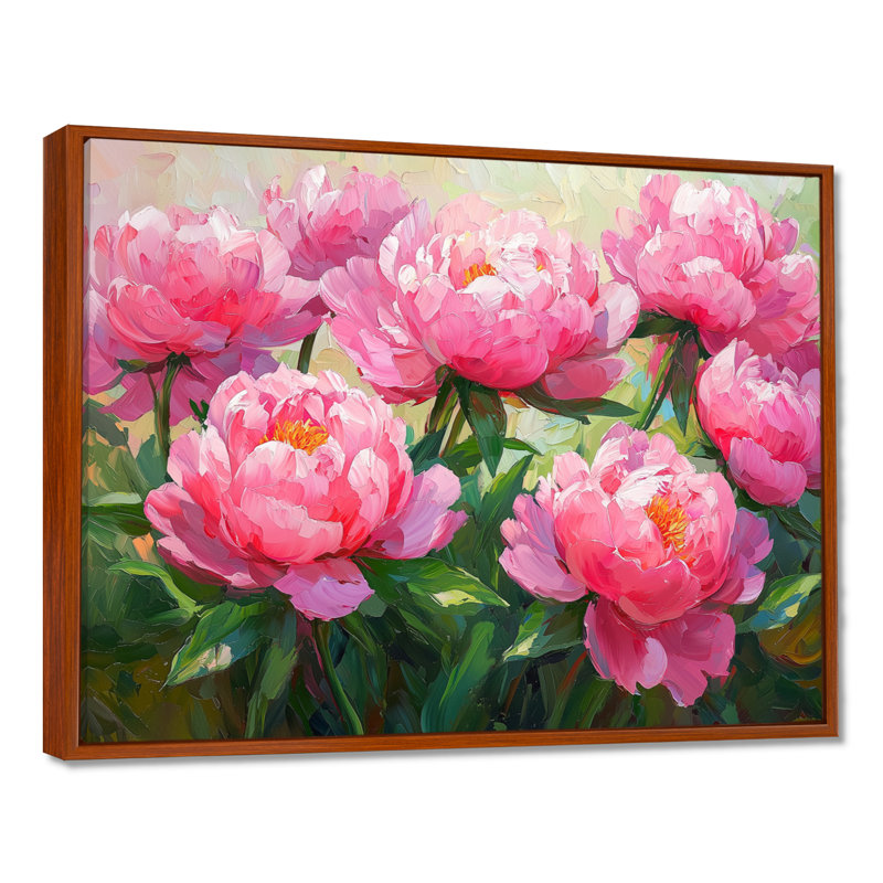 Pe pivoines par The Spring Field I - pivoines, reproduction d'art sur toile encadrée, H 34 po x l 44 po, Brun