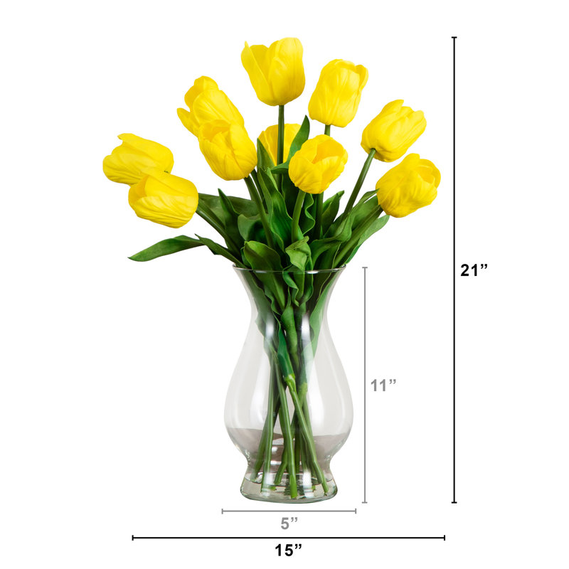 Concorde 21 po Arrangement de tulipes artificielles dans un vase en verre