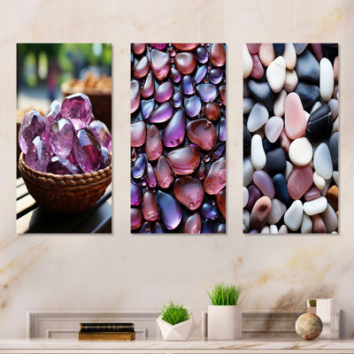 Zen - Améthyste mauve I - Ensemble de 3 impressions sur toile