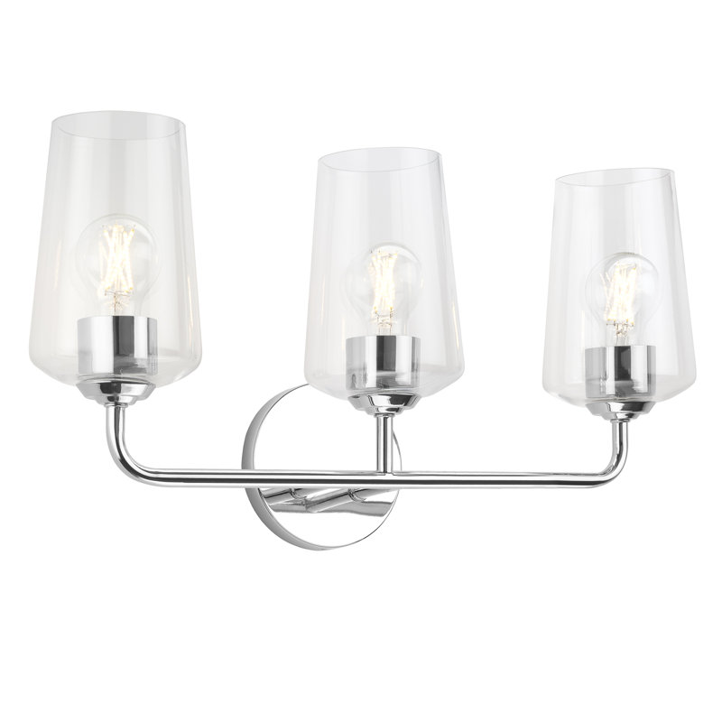 Ensemble de meuble-lavabo à trois lumières avec verre Celino, Chrome poli, Blanc