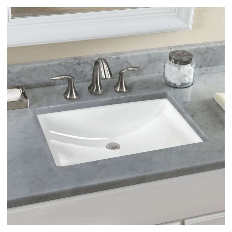 Vitreous China Rectangular Undermount Bathroom Sink with Overflow, Cotton