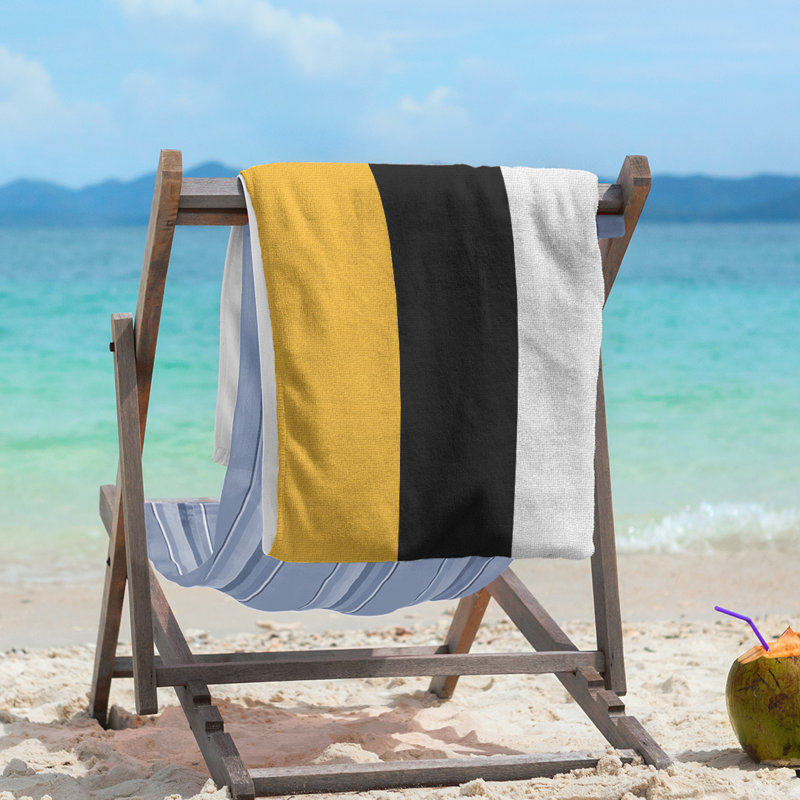Boston Lightweight Beach Towel, Yellow/Black/White, Poly/Cotton