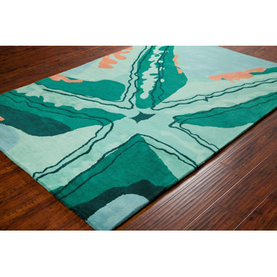Tapis vert / orange touffeté à la main Cloral