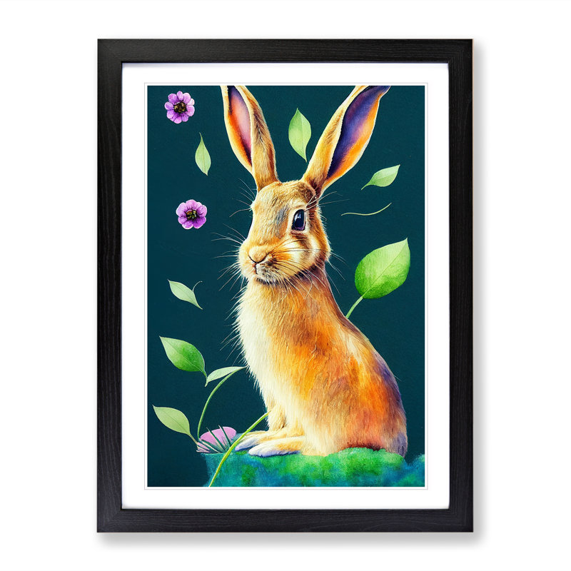 Magnificent Hare - Single Picture Frame Print, Black Framed, 64cm H x 46cm W x 2cm D