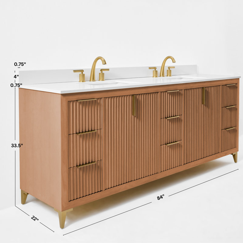 Turlington Freestanding Standard Bathroom Vanity with Top, Sienna, 84"