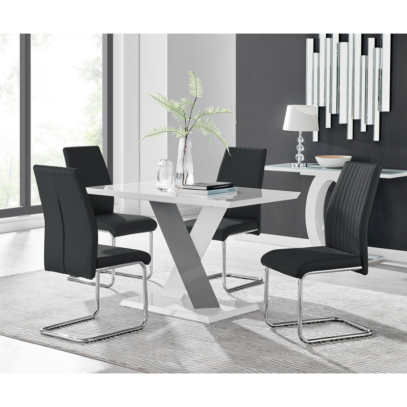 Eubanks 4 - Person Dining Set, Black