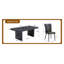 Ensemble de salle à manger luxueux en marbre noir avec 10 chaises ergonomiques en polyuréthane - Table rectangulaire moderne de 78,7 po pour la cuisine et la conférence-1575817443
