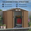 Outsunny 7 x 4ft Metal Garden Shed, Outdoor Storage Tool House with Ventilation Slots, Foundation Kit and Lockable Double Doors, Brown-120309168